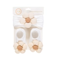 Baby headband and socks set in creamy white with corduroy floral design for 0-2 years - White (DP218-2)