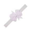 Elastic baby headband with a multi-layered white grosgrain ribbon bow decoration - White (EE145-2)