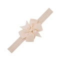 Creamy beige baby headband with a ribbed grosgrain bow and high elasticity band - Beige (EE145-3)