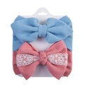 Lot de bandeaux bébé bleu clair et rose en tissu texturé avec décoration en dentelle - Style Dentelle Bleu Clair Et Rose (DP223-1) / Lot de 2