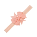 Peach pink grosgrain ribbon bow headband with elastic fabric for babies and infants - Pink Orange (EE145-5)