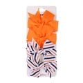 Halloween bow hair clip set with orange and striped patterns on a display card - Orange Black Striped Style (DP224-4)