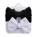 Set de bandeau bébé avec grands nœuds noir et blanc et décoration en dentelle fine - Style Dentelle Noir Et Blanc (DP223-3) / Lot de 2