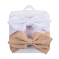 Baby-Stirnband-Set mit weißen und hellbraunen Schleifen-Designs auf Displaykarte - Weiß & Khaki Stil (DP223-5)
