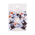 Set de 2 lazos para el pelo de Halloween con calabazas naranjas y gatos negros - Estilo Castillo de Calabaza (PP250-2)