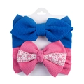 Lot de bandeaux bébé bleu marine et rose avec dentelle et texture gaufrée - Style Dentelle Bleu Et Rose (DP223-6) / Lot de 2