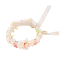 Pink and white bohemian floral headband with lace ribbons for girls photography - Pink White (HH203-3)