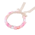 Rosa-weißer Stoff-Blumenkranz mit cremefarbenem Spitzenband für kleine Mädchen - Rosé Pink Weiß (HH203-5)