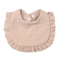 Weicher Baby-Lätzchen aus Baumwoll-Mull mit Rüschenrand und Druckknöpfen in Khaki - Khaki
