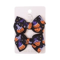 Lot de barrettes noeuds Halloween avec motifs citrouilles sur ruban gros-grain noir - Style Citrouille Noire (PP250-5)