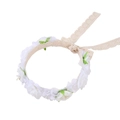 Bohemian Blumenhaarreif mit weißen Stoffblumen und verstellbaren beigen Spitzenbändern - Weiß (HH203-8)