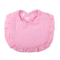 Pink multi-layer cotton gauze baby bib with ruffle trim and snap fasteners - Light Pink