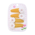 Set of 4 yellow fabric daisy hair clips for girls including solid and striped patterns - Yellow (DP231-2)