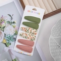 Lot de 6 barrettes BB en tissu faites main avec motifs floraux et couleurs pastel - Style Vert Frais Floral Orange Rose (DP222-6)