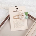 Handmade cream fabric rose hair clip and beige lace rectangle barrette set for girls - Creamy White (PP266-3)