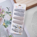 Lot de 6 barrettes à cheveux en tissu fait main avec motifs à carreaux gris et fleurs bleues - Style Plaid Floral Bleu (DP222-7)