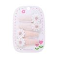 4-piece sweet pink fabric embroidery daisy hair clips set for children and women - Light Pink Beige (DP231-5)