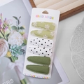 Lot de 6 barrettes BB pour enfants en tissu à fleurs et pois verts sur carte - Style Floral à Pois Vert Olive (DP222-8)