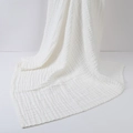 Pure white 6-layer bamboo cotton muslin baby swaddle wrap with soft bubble texture - White