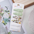 Lot de 6 barrettes à cheveux en tissu avec broderie florale et dentelle pour filles - Style Brodé Floral Vert Menthe (DP222-10)