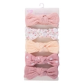 Set of 5 floral cotton rabbit ear headbands for babies on a display card - Multicolor Mixed Style (DP232-2) / 5 Pieces Pack