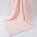 Soft light pink 6-layer muslin cotton baby swaddle blanket with waffle texture and bound edges - Light Pink