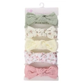 5-pack floral and solid baby bow headbands with soft ribbed texture for infants - Multicolor Mixed Style (DP232-3) / 5 Pieces Pack