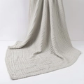 Soft 6-layer light grey muslin cotton baby bath towel with breathable crinkle texture - Light Gray