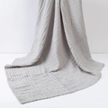 Light grey 6-layer bamboo cotton muslin baby swaddle blanket with soft bubble texture - Gray