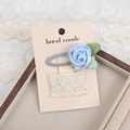 Handmade fabric rose hair clip and vintage lace embroidery clips for toddlers - Sky Blue (PP266-26)