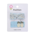 Set di due fermagli per capelli con ananas ricamato blu chiaro e fiocco con frange - Stile Frange Blu Chiaro e Ricamo Ananas (PP267-3)