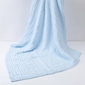 Light blue six-layer bamboo cotton crinkle gauze baby bath towel and swaddle blanket - Light Blue