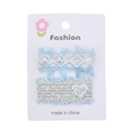 Lot de barrettes BB en dentelle bleue et blanche avec perles sur carte de support - Style Cœur à Paillettes et Perle en Dentelle Bleue (PP267-6)