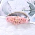 Bandeau bébé à fleurs roses avec cinq fleurs en tissu et bande élastique douce - Style Camélia Dégradé Rose (HH205-2)