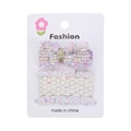 Lot de barrettes à cheveux en tweed rose et violet avec fils dorés sur une carte - Style Tweed Rose Violet et Fil Doré (PP267-7)