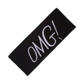 Black OMG! embroidered wide hairband in soft cashmere-like stretch knit fabric - Black (KK214-1)