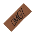 Brown soft plush headband with black OMG embroidery for washing face and spa - Brown (KK214-8)