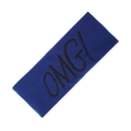Navy blue OMG! embroidered headband with soft faux cashmere knitted texture for face washing - Blue (KK214-12)