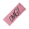 Soft pink OMG embroidery headband for skincare and makeup rituals in velvet plush - Pink (KK214-14)