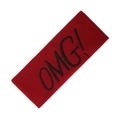 Elastic red cashmere headwrap with black OMG embroidery for washing face and sports - Red (KK214-20)