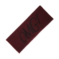 Elastic burgundy headband featuring black OMG! embroidery for washing face and skincare - Wine Red (KK214-21)