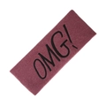 Elastic burgundy coral fleece headband with black OMG embroidery for washing face - Rose Red (KK214-22)