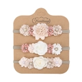 Three-pack of baby floral headbands with pink and white chiffon flowers and pearls - Pink and White Chiffon Mesh Combo Style (DP269-3) / Three-Piece Set