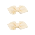 Set de dos pinzas para el pelo con lazo de cinta de falla beige para bebés y niñas - PP204-3 (Beis Par)