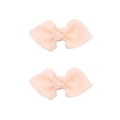 Set of two apricot grosgrain ribbon bow hair clips for babies and children - PP204-4 (Light Pink Pair)