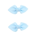 Set of two light blue ribbed grosgrain ribbon bow hair clips for baby girls - PP204-26 (Light Blue Pair)