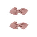 Set of two dusty pink grosgrain ribbon swallowtail bow hair clips for baby girls - PP204-31 (Dusty Pink Pair)