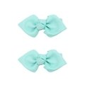 Pair of mint green grosgrain ribbon bow hair clips for baby girls in vertical display - PP204-34 (Mint Green Pair)