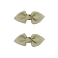 Set of two olive green grosgrain ribbon bow hair clips for infants and babies - PP204-40 (Olive Green Pair)