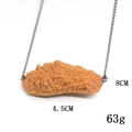 Realistic fried chicken wing pendant necklace with detailed texture and 8cm length - Crispy Chicken Wing